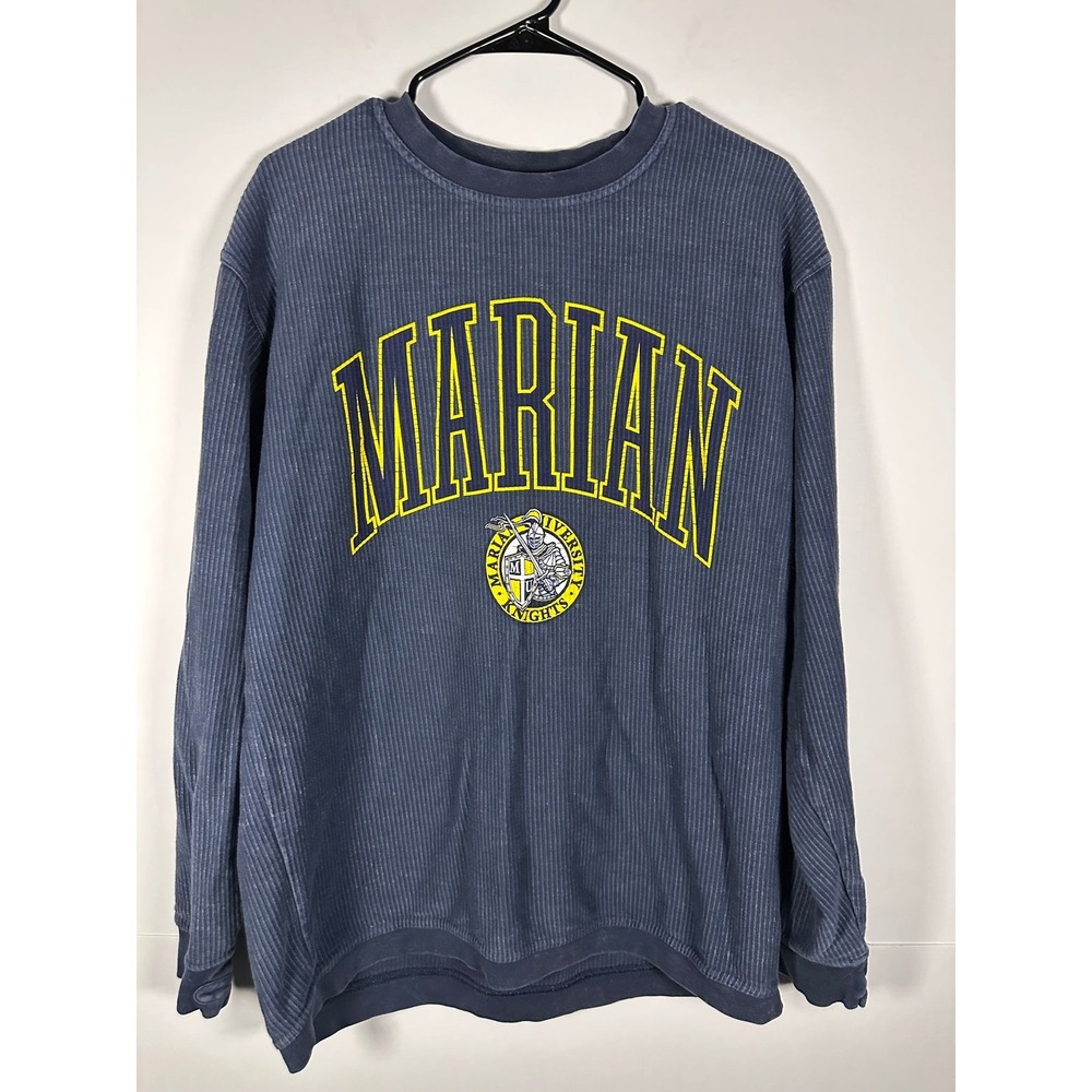 Pressbox Sweatshirt Womens L Marian University Knights Blue Crewneck Long Sleeve